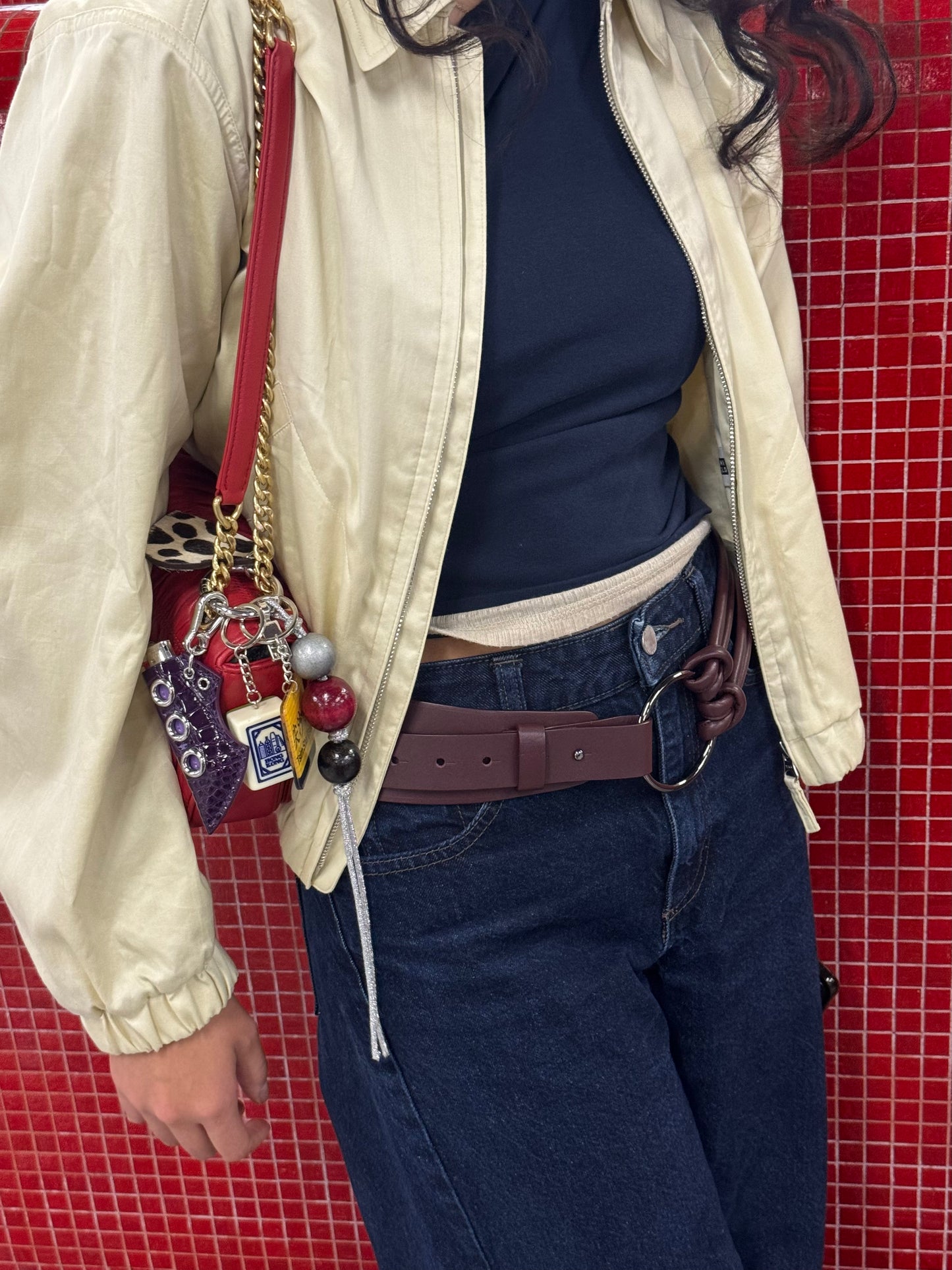 Pani.O leather belt - wine brown