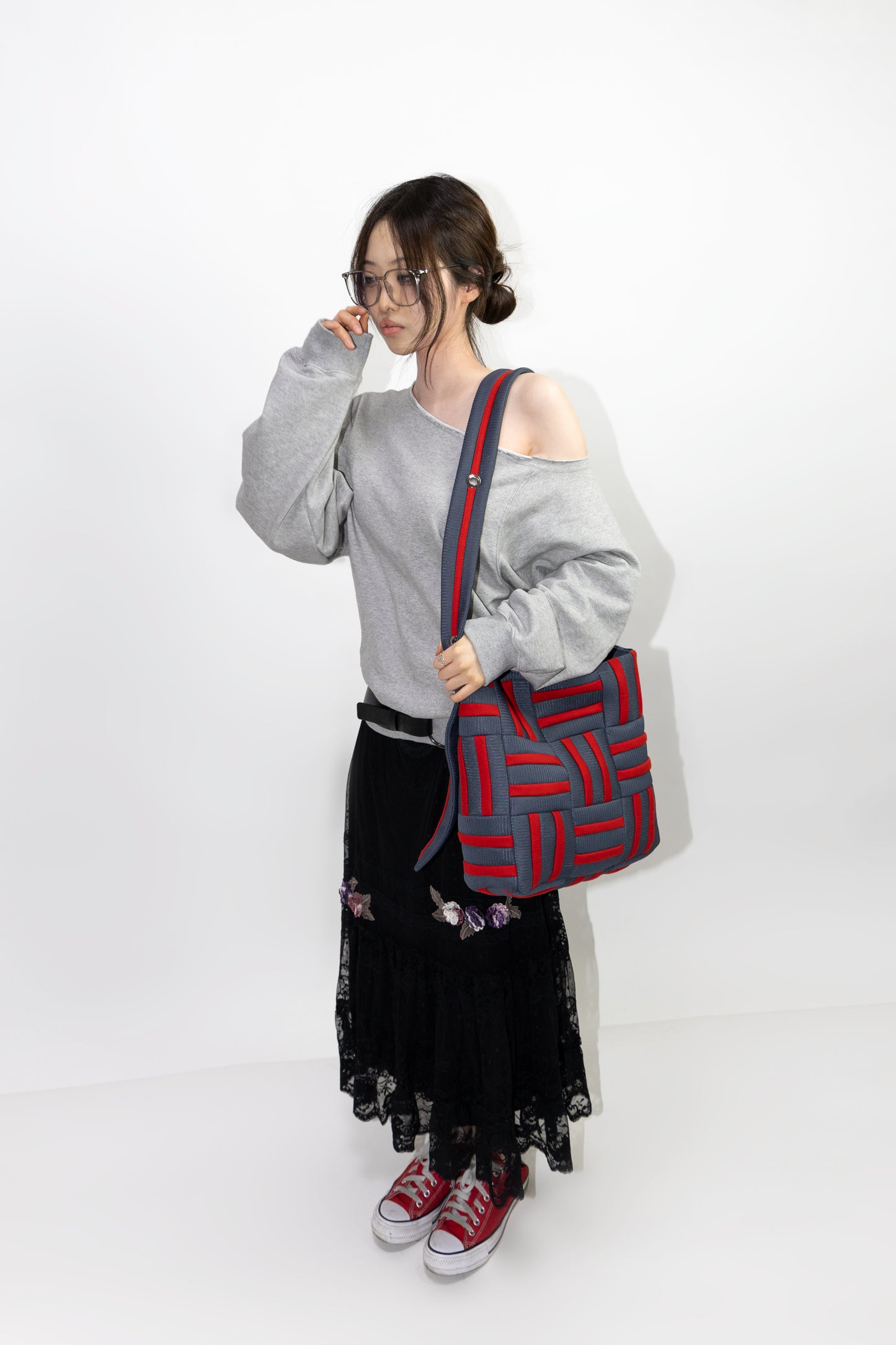 Grid crossbag - Red