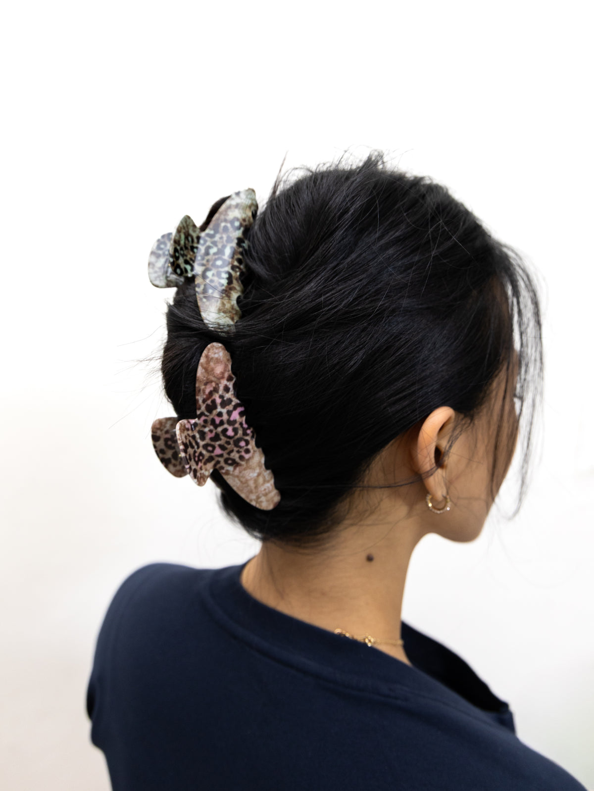 Vintage Leopard Claw clip - Sky Blue