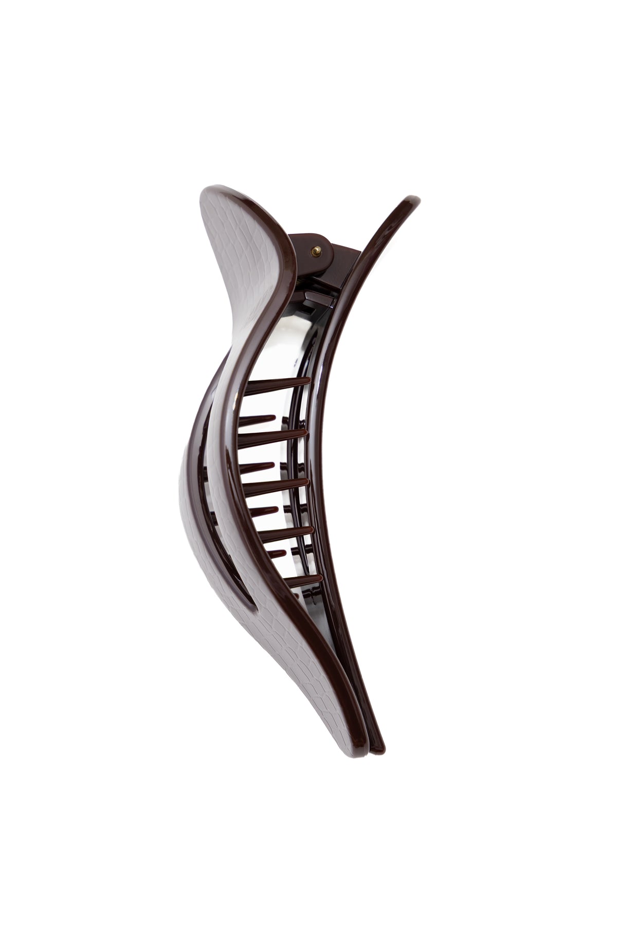 Crocodile Flat Claw Clip - Chocolate
