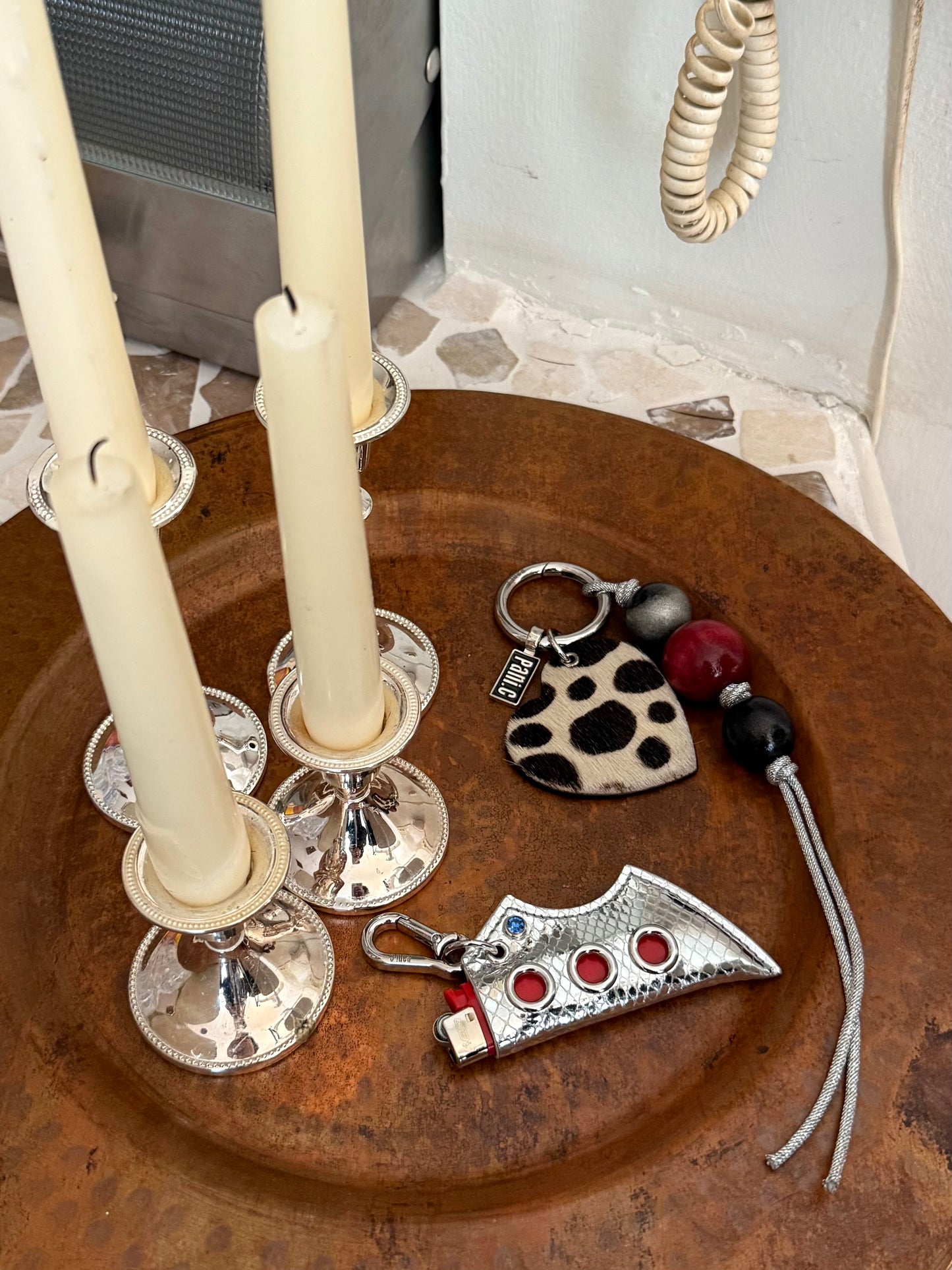 Essential Lighter holder with stone - Silver