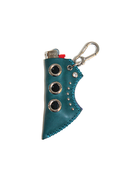 Premium lighter holder with stone - Sky blue
