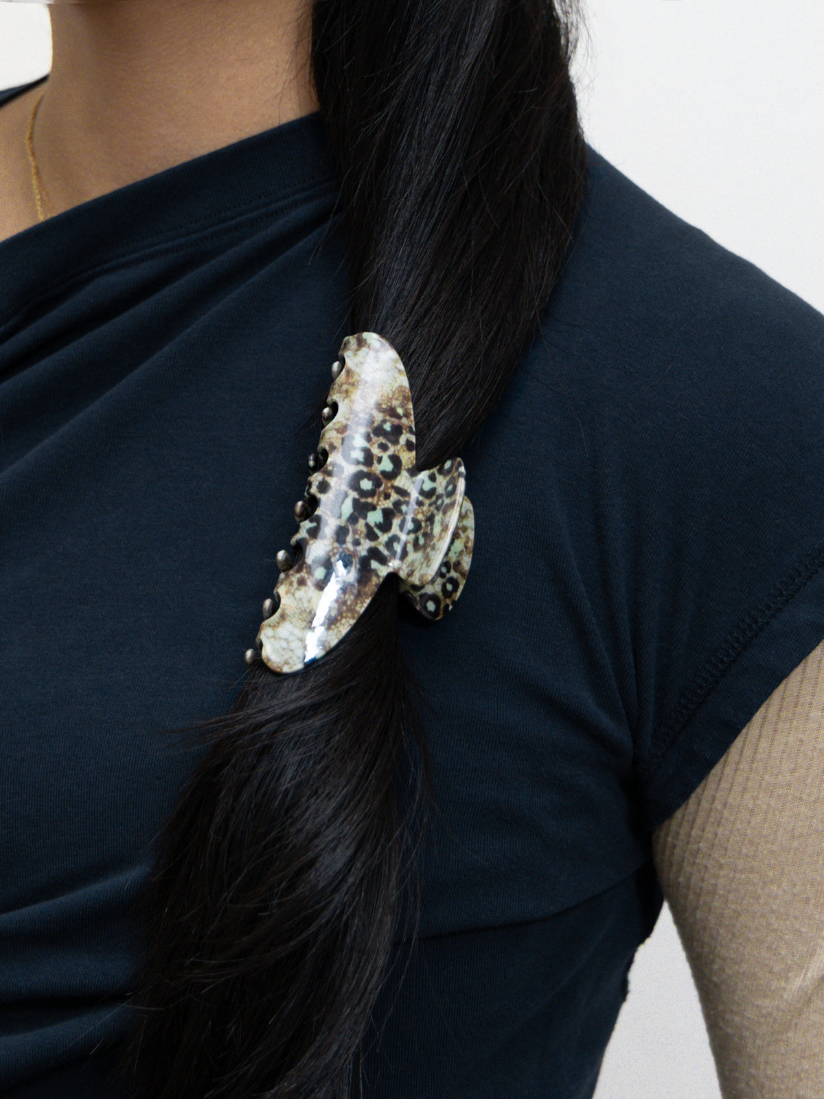 Vintage Leopard Claw clip - Sky Blue